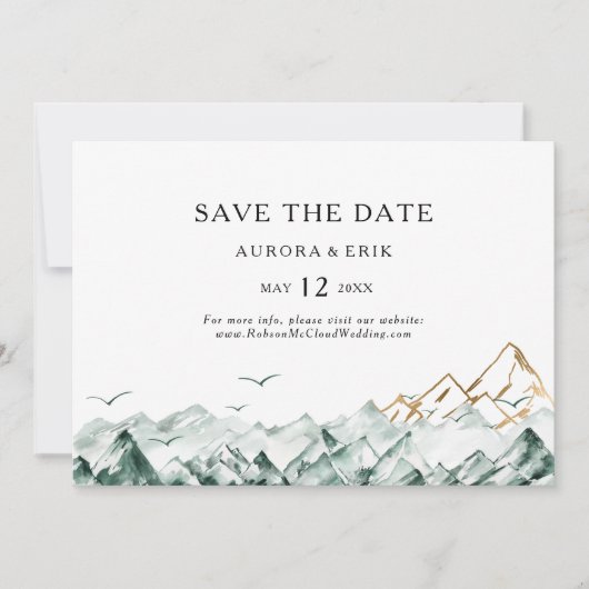 Grüne und goldene Berge Save the Date horizontal (Vorderseite)