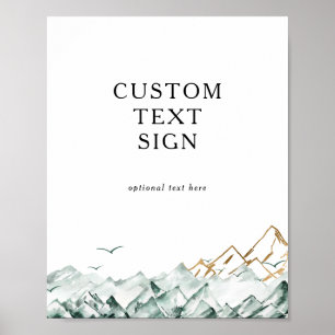 Grüne und goldene Bergkarten und Geschenke individ Poster