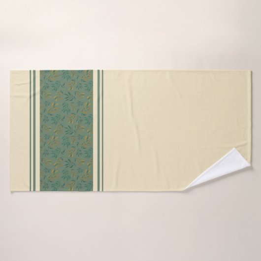 Grüne und goldene Blätter Botanisches Mustertuch Badehandtuch (Badehandtuch)