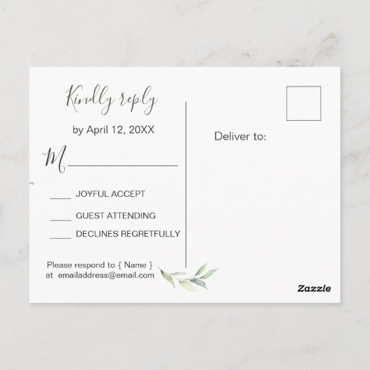 Grüne und goldene Blattpflanzen UAWG Postkarte (Rückseite)