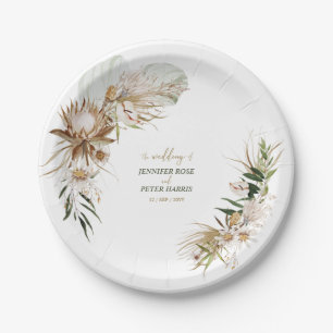 Grüne und goldene Boho-Botanical-Hochzeit im Herbs Pappteller
