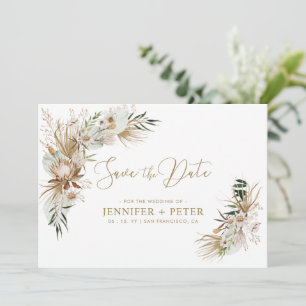 Grüne und goldene Boho-Hochzeit-Save-the-Date-Kart Save The Date