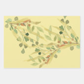 Grüne und goldene botanische Aquarellfarbe Geschenkpapier Set (Vorderseite 3)