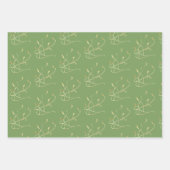 Grüne und goldene botanische Aquarellfarbe Geschenkpapier Set (Vorderseite)