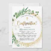 Grüne und goldene botanische Bestätigung Einladung (Vorderseite)