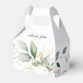 Grüne und goldene Botanische Hochzeit Geschenkschachtel (Rückseite)