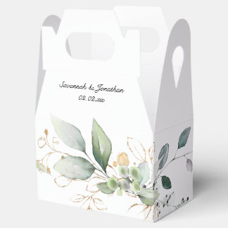 Grüne und goldene Botanische Hochzeit Geschenkschachtel