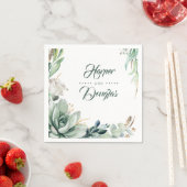 Grüne und goldene Botanische Hochzeit Serviette (Beispiel)