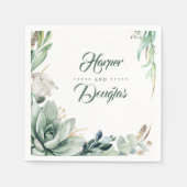 Grüne und goldene Botanische Hochzeit Serviette (Vorderseite)