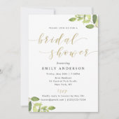 Grüne und goldene Brautdusche Einladung (Vorderseite)