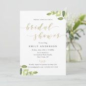 Grüne und goldene Brautdusche Einladung (Stehend Vorderseite)