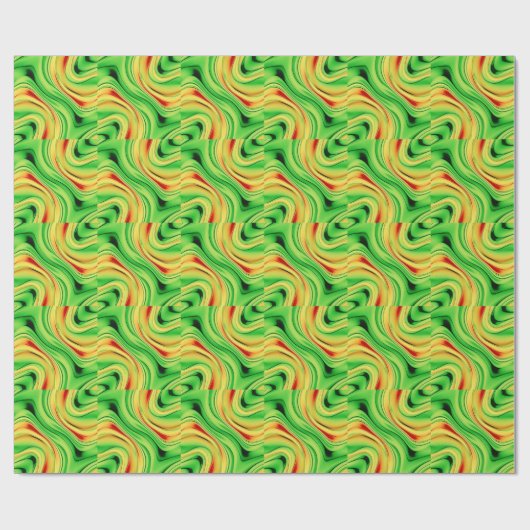 grüne und goldene Chromwellen Geschenkpapier (Flach)
