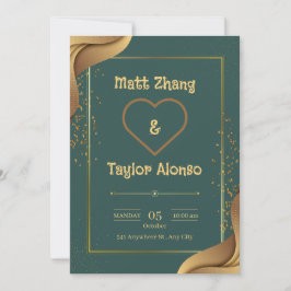 Grüne und goldene Einladung zur Hochzeit