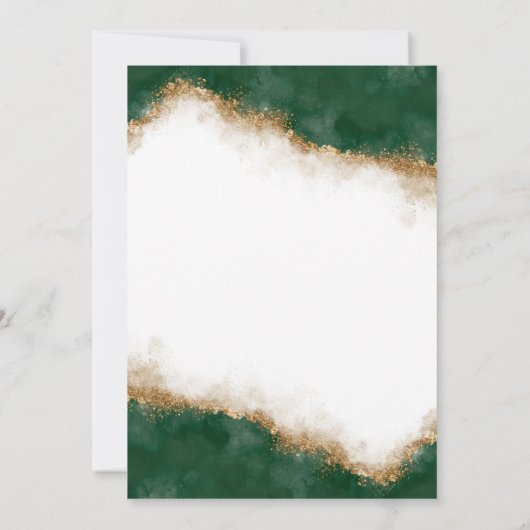 Grüne und goldene Einladung zur Hochzeit (Rückseite)