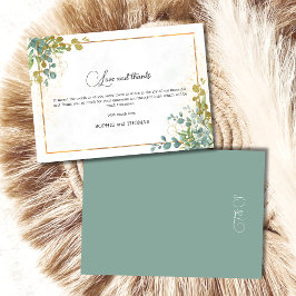 Grüne und goldene Eukalyptus-Aquarellfarbe Dankeskarte