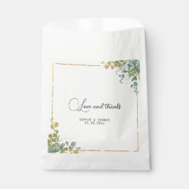 Grüne und goldene Eukalyptus-Aquarellfarbe Geschenktütchen