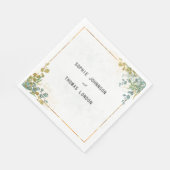 Grüne und goldene Eukalyptus-Aquarellfarbe Serviette (Ecke)