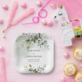 Grüne und goldene Eukalyptusblätterchic Pappteller (Party)