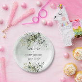 Grüne und goldene Eukalyptusblätterchic Pappteller (Party)