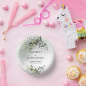 Grüne und goldene Eukalyptusblätterchic Pappteller (Party)