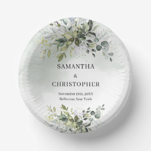 Grüne und goldene Eukalyptusblätterchic Pappteller