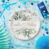 Grüne und goldene Foliage Pappteller (Party)