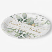 Grüne und goldene Foliage Pappteller (Schrägansicht)