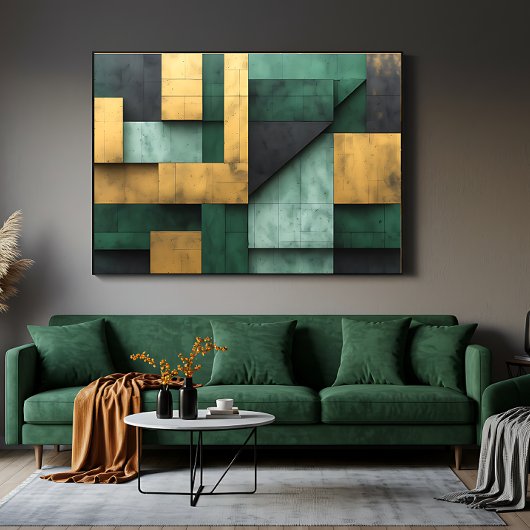 Grüne und goldene Geometrie Leinwanddruck