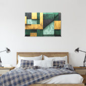 Grüne und goldene Geometrie Leinwanddruck (Insitu (Schlafzimmer))
