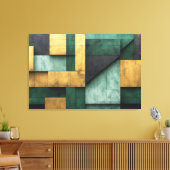 Grüne und goldene Geometrie Leinwanddruck (Insitu (Wohnzimmer))