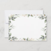 Grüne und goldene geometrische Hochzeit RSVP Karte (Rückseite)