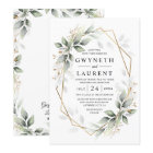 Grüne und goldene geometrische rustikale Hochzeit
