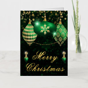 Grüne und goldene Glitter-Kugeln Weihnachten