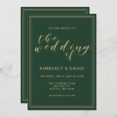 Grüne und goldene Hochzeit Einladung (Vorne/Hinten)