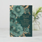 Grüne und goldene Hochzeit Einladung. Einladung (Stehend Vorderseite)