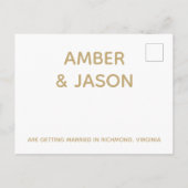 Grüne und goldene Hochzeit speichern das Datum Ankündigungspostkarte (Rückseite)