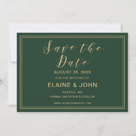 Grüne und goldene Hochzeit speichern Sie die Daten Save The Date