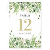Grüne und goldene Hochzeitskarten Tischnummer (Rückseite)