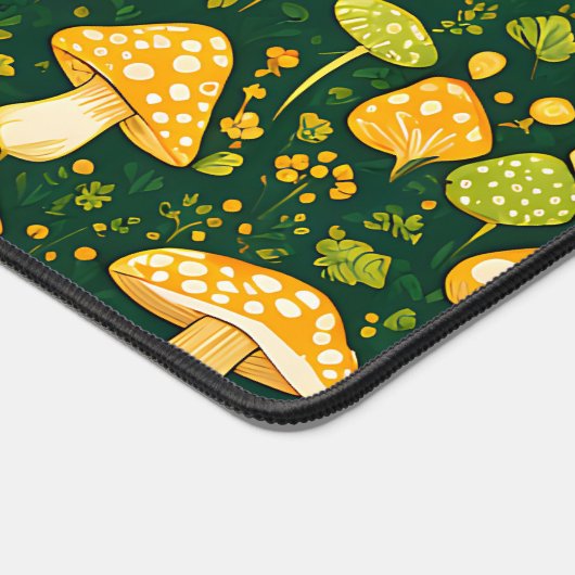 Grüne und goldene Hütte Blume und Pilz Schreibtischunterlage (Ecke)