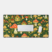 Grüne und goldene Hütte Blume und Pilz Schreibtischunterlage (Tastatur & Maus)