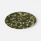 Grüne und goldene Imitate botanische Blätter Hochz Pappteller (Schrägansicht)