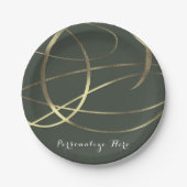 Grüne und goldene Imitate der Olive Army belichten Pappteller (Vorderseite)