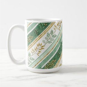 GRÜNE UND GOLDENE IRISCHE ZWEIGE UND RANKEN KAFFEETASSE