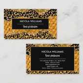 Grüne und goldene Jungle Safari Animal Print Agate Visitenkarte (Vorne/Hinten)