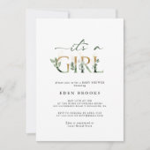 Grüne und goldene Kleidung für eine Girl-Baby-Dusc Einladung (Vorderseite)