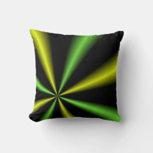 Grüne und goldene Leuchtbalken Kissen