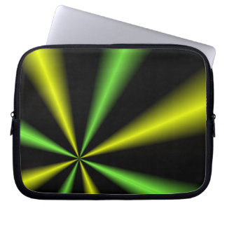 Grüne und goldene Leuchtbalken Laptopschutzhülle