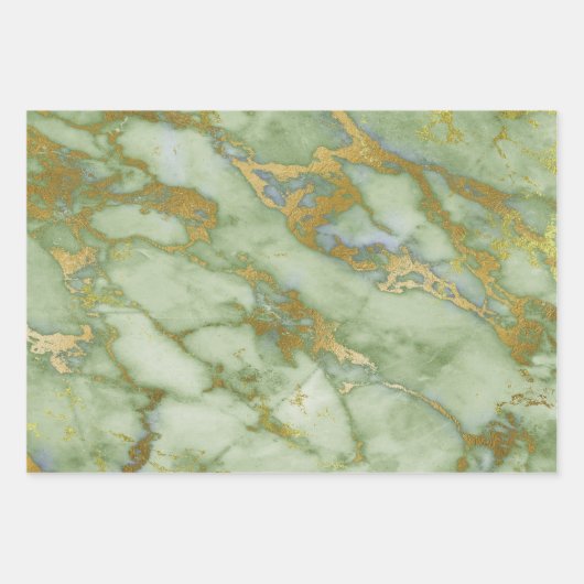 Grüne und goldene Marmor Geschenkpapier Set (Vorderseite 3)
