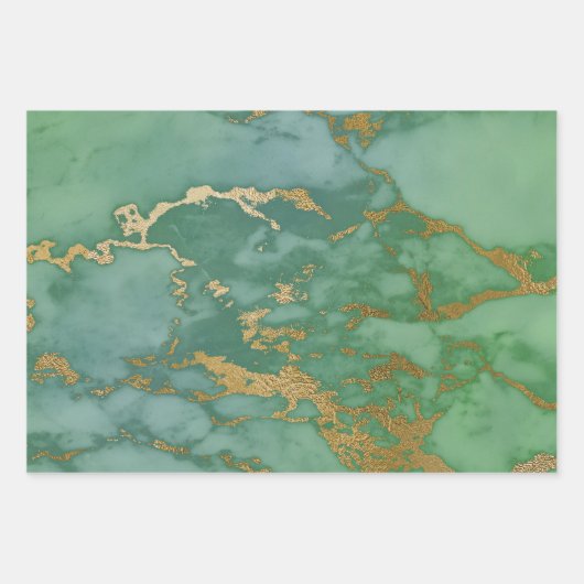 Grüne und goldene Marmor Geschenkpapier Set (Vorderseite 2)