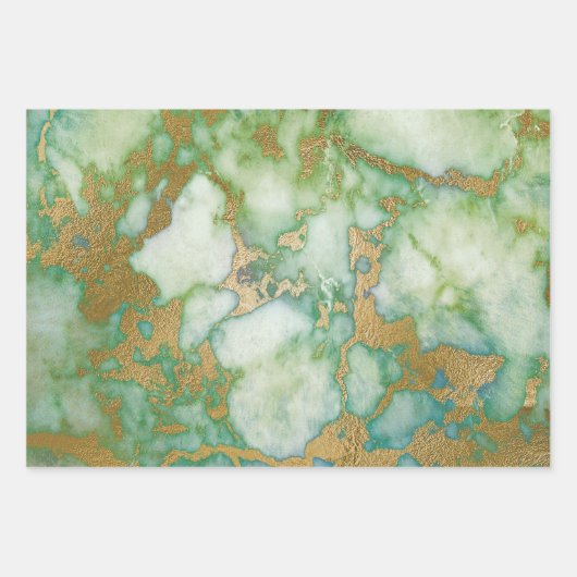 Grüne und goldene Marmor Geschenkpapier Set (Vorderseite)